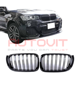 Двойни бъбреци (решетки) за BMW X3 F25 (2014+) фейс / X4 F25 фейс - черен гланц