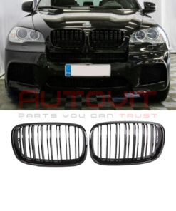 Двойни бъбреци (решетки) за BMW X5 E70 / X6 E71 (2007+) Черен Гланц
