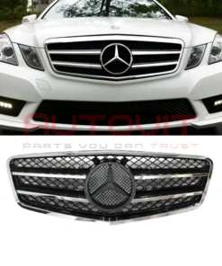 Решетка AMG Mercedes W212 E-Class черна хром лайсни 2009 2013