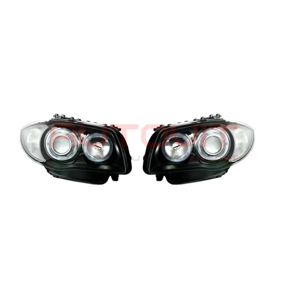Кристални фарове за BMW E87 Angel Eyes (2004-2011) - черни - Image 2